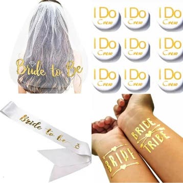 14-delige Vrijgezellenfeest set Bride Tribe, Kleding | Dames, Verzenden, Nieuw, Wit, Accessoires