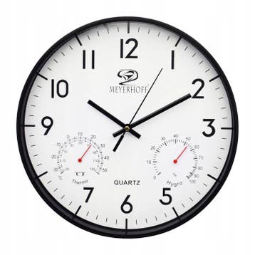 Wandklok 28,4 cm – Stille Muurklok met Thermometer &, Ophalen of Verzenden, Nieuw