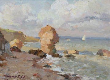 Grigory Shisko (1923-1994) - Boats at the shore near Odessa, Antiek en Kunst