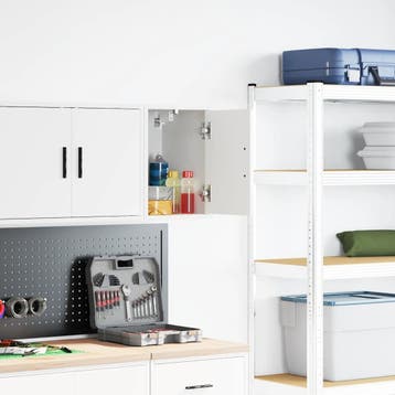 vidaXL Garagewandkast bewerkt hout wit, Huis en Inrichting, Kasten | Stellingkasten, Verzenden, Nieuw