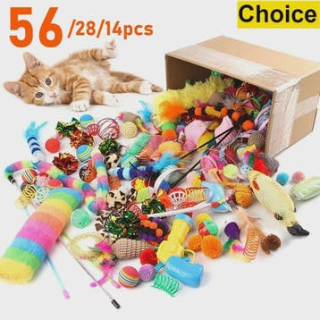 Grote Mix Katten Speelgoed Set (14/28/56 Stuks) - Plastic &, Dieren en Toebehoren