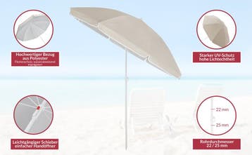 Parasol Cyprus Beige Ø180cm met kantelfunctie, Verzenden, Nieuw