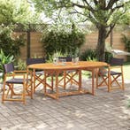 vidaXL Tuinstoelen 4 st inklapbaar stof donkergrijs, Verzenden, Nieuw, Hout