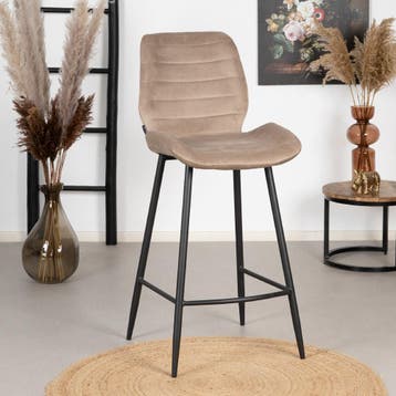 50% Korting: Velvet barkruk Toby taupe 71 cm, Ophalen, Zo goed als nieuw