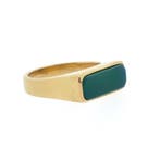 Gouden ring met jade, Sieraden, Tassen en Uiterlijk, Ringen, Gebruikt, Overige kleuren, Ophalen of Verzenden, 17 tot 18