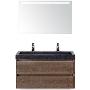 Dante Badmeubelset 100 cm - Tabacco - Wastafel Hardsteen Wit, Ophalen of Verzenden, Nieuw