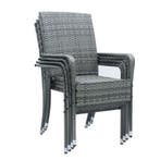 Polyrotan Tuinstoelen Yoro - 4-delig - Grijs - Stapelbaar, Tuin en Terras, Tuinstoelen, Verzenden, Nieuw