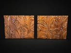 Paneel (2) - Teak - Twee panelen., Antiek en Kunst, Curiosa en Brocante