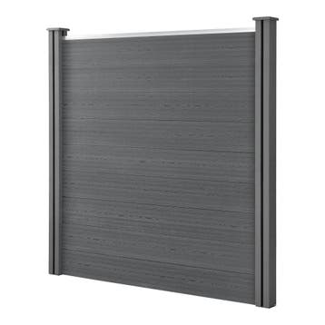 HKC Schuttingpaneel met 4 palen 183x357 cm grijs, Tuin en Terras, Verzenden, Nieuw