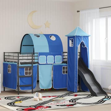 vidaXL Stapelbed voor kinderen Zwart en Blauw 100 x 200 cm, Eenpersoons, Verzenden, Zwart, Nieuw