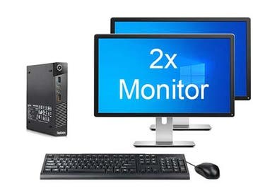 Lenovo ThinkCentre M93p Tiny i5 4e Gen incl. 2 Monitoren + 2, Computers en Software, Desktop Pc's, 8 GB, 120 GB, Nieuw, Ophalen of Verzenden