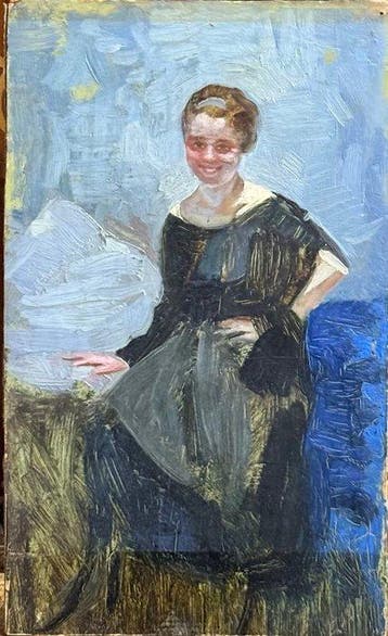 Scuola napoletana (XIX) - Fanciulla in giardino