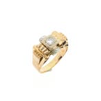 Vintage roségouden ring met diamant; 0,35 ct., Gebruikt, Overige kleuren, 20 of groter, Heer