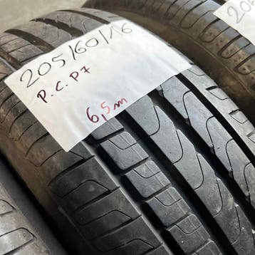 4 x Pirelli Cinturato P7 205-60-16 Zomerbanden 6,5mm, Gebruikt, 16 inch, Band(en), Personenwagen