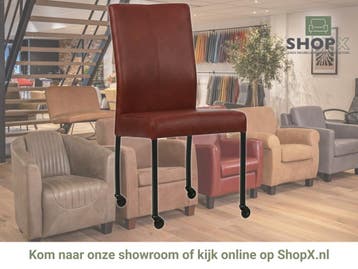 Leren eetkamerstoel Comfort met wieltjes - Granada Rouge, Huis en Inrichting, Stoelen, Nieuw, Leer, Ophalen of Verzenden, Rood