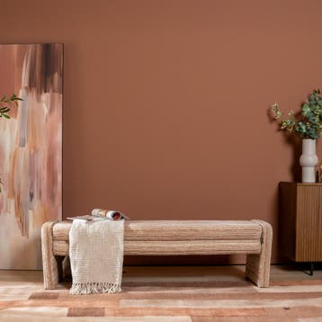 50% Korting: Eetkamerbank Ravi chenille beige/pink 160 cm, Ophalen, Zo goed als nieuw, Scandinavisch