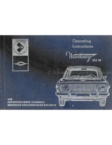 1975 WARTBURG 353 W INSTRUCTIEBOEKJE ENGELS