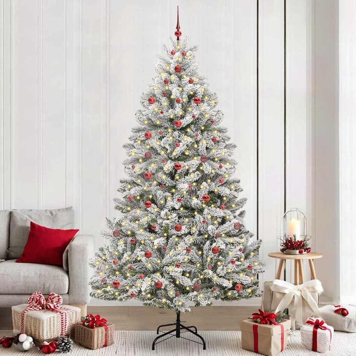 vidaXL Kunstkerstboom met 300 LED Groen en Wit 240 cm PVC en, Diversen, Kerst, Nieuw, Verzenden