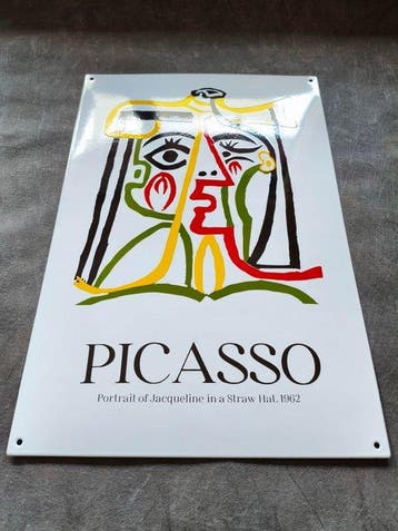 Picasso - enamel sign Picasso straw hat Emailschild Emaille