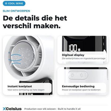 2dekans | XCelsius® Handventilator - Draagbare Mini, Ophalen of Verzenden, Zo goed als nieuw