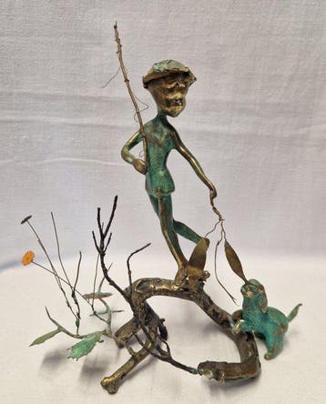 Malcolm Moran (1923-2011) - Figuur - Junge mit Angel - Koper, Antiek en Kunst