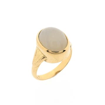 Vintage gouden ring met maansteen, 18 tot 19, Gebruikt, Ophalen of Verzenden, Met edelsteen