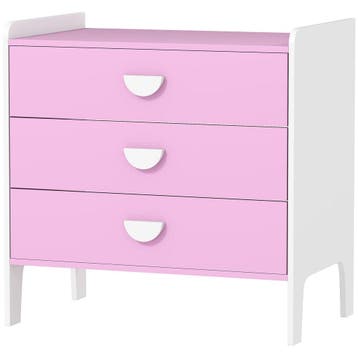 TRUUSK Kinderkast met 3 Lades - MDF - Roze+Wit - Opbergkast, Verzenden, Nieuw