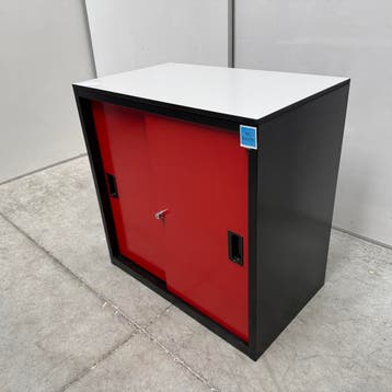 Metalen schuifdeurkast zwart-rood - 75x75x45 cm, Huis en Inrichting, Ophalen of Verzenden, Nieuw
