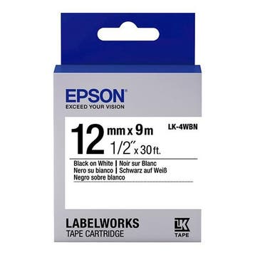 Epson LK-4WBN standard tape zwart op wit 12 mm (origineel), Computers en Software, Printerbenodigdheden, Verzenden, Nieuw, Printertape