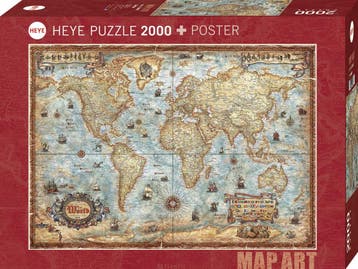 Map Art - The World Puzzel (2000 stukjes) | Heye - Puzzels, Verzenden, Nieuw