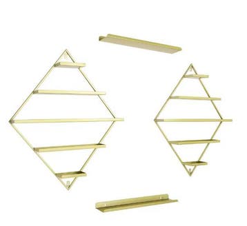 Wandmontage Nagellakrek – 5 Lagen Ruitvorm Goud, Set van 2, Verzenden, Nieuw
