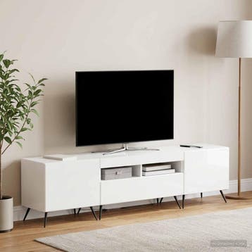 vidaXL 5-delige LED TV-kast Hoogglans Wit Bewerkt hout, Minder dan 50 cm, Verzenden, Nieuw, Minder dan 100 cm