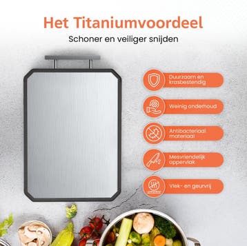 Lekro 100% Titanium Snijplank Dubbelzijdig - 2-in-1 met, Ophalen of Verzenden, Zo goed als nieuw
