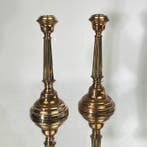Kandelaar 19e-eeuwse gefluteerde kolommen (2) - Messing,, Antiek en Kunst