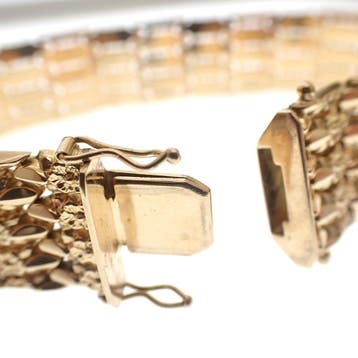 Vintage fantasie schakelarmband, Ophalen of Verzenden, Gebruikt, Goud, Goud