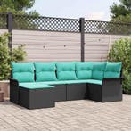 vidaXL Tuin Sofa Set met opslag 6 pcs Zwart poly rattan, Verzenden, Nieuw, Rotan
