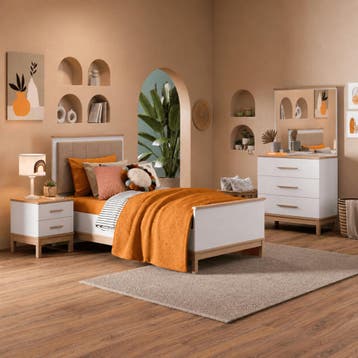 Almila Etto Complete Kinderkamer Set Wit/Eiken - Bedbank 90, Nieuw