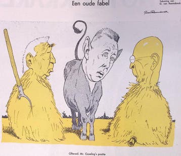 Carel Goseling als ezel uit een fabel op spotprent (Lithos), Verzenden