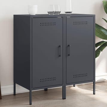 vidaXL Dressoirs 2 st 36x39x79 cm staal antracietkleurig, Verzenden, Nieuw, Metaal, Minder dan 50 cm