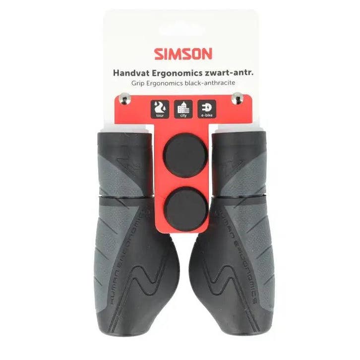 Simson Handvatten Ergonomisch - zwart/antraciet, Fietsen en Brommers, Fietsonderdelen, Nieuw, Verzenden