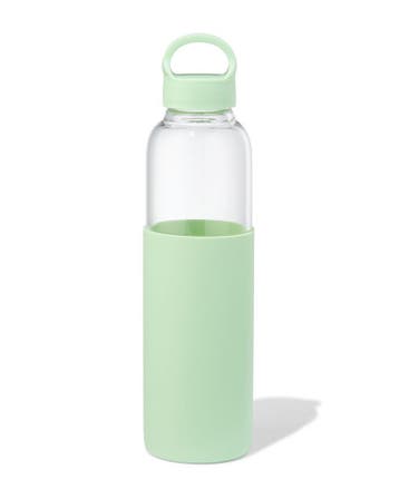 HEMA Waterfles 500ml glas met siliconen sleeve groen, Verzenden, Nieuw