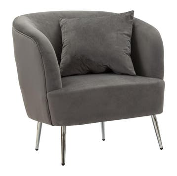 FAUTEUIL ZILVERKLEURIG MET KUSSEN CM 73X66X78 - 142822000P, Ophalen of Verzenden, Nieuw