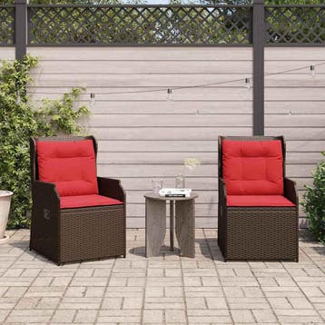 vidaXL Tuinbank 2 st Bruin poly rattan, Verzenden, Nieuw, Rotan, 2 zitplaatsen