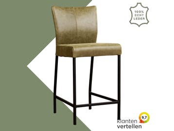 Leren barkruk Revolt laag - Vintage Olive (olijf/groen) -, Huis en Inrichting, Barkrukken, Nieuw, Leer, Ophalen of Verzenden, 90 cm of meer