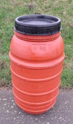 220 liter vat met draaideksel, Ophalen, Kunststof, Gebruikt, Met kraantje