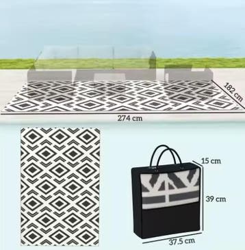 Weerbestendig Buitenkleed 182x274cm met Draagtas Tuin Terras, Verzenden, Nieuw