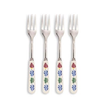 Boerenbont Gebakvorkjes Taartvorkjes set van 4 (Huishouden), Verzenden, Nieuw, Aardewerk, Overige typen
