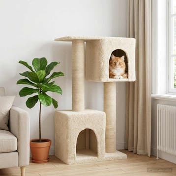 vidaXL Kattenboom met sisal krabpalen Crèmekleurig 114 cm, Verzenden, Nieuw