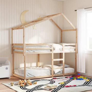 vidaXL Kinderbedhuisje 203x95,5x142 cm massief grenenhout, Verzenden, Nieuw, Bruin, Hout
