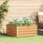 vidaXL Verhoogde plantenbak Licht Bruin 100 x 100 x 45 cm, 100 cm of meer, Verzenden, Nieuw, Metaal